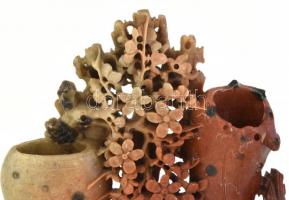 3 db zsírkő dísz, benne nagy méretű 25x22 cm Sérülésekkel