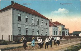 1915 Dombóvár, Polgári leányiskola. Vasúti lev.lap árusítás 15. 1915 (EK)