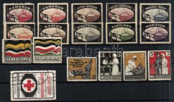10 db elveszett német gyarmatok és 7 db vöröskereszt levélzáró