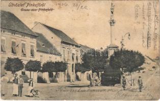 1906 Pinkafő, Pinkafeld; Fő tér, emlékoszlop / Hauptplatz / main square, monument (Rb)