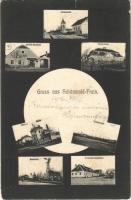 1906 Sumná-Vranov, Schönwald-Frain; Försterhaus, Seidls Gasthaus, Bahnhof, Villa mit Mühle, Smetanas Gasthaus / railway station, restaurants, mill, villa, forestry office. Art Nouveau