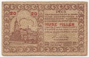 Pécs 1919. 20f Pécs Törvényhatósági Jogú Város Házipénztára pénztárjegye T:III