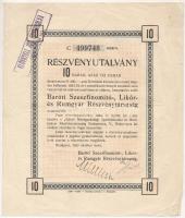 Budapest 1923. Baróti Szeszfinomitó-, Likőr- ás Rumgyár Részvénytársaság 10db részvényutalványa egyben, bélyegzésekkel, szárazpecséttel T:III kis szakadások
