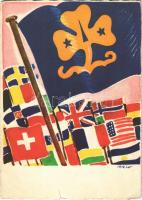 Schweizerische Pfadfinderinnen Eclaireuses Suisses / Esploratrici Swizzere / Swiss Girl Scouts flag - modern (tear)