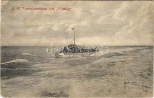 1914 SMS Wildfang az Osztrák-Magyar Haditengerészet Huszár-osztályú rombolója / K.u.K. Kriegsmarine SM Torpedoboot Zerstörer Wildfang / WWI Austro-Hungarian Navy Huszár-class torpedo destroyer SMS Wildfang. G.C. Pola 1912. (kopott sarkak / worn corners)