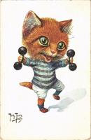 1938 Tornázó macska / Exercising cat. T.S.N. Serie 1425. 6. Dess. s: Arthur Thiele