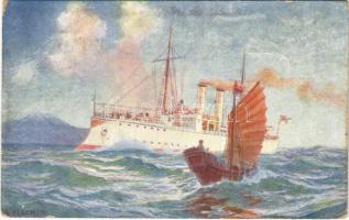 1909 German Navy (Kaiserliche Marine) art postcard. K. & B.D. Serie 3009. s: Kircher (fa)