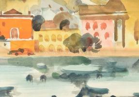 Pleidell János (1905 - 2007): Budai vár.
Akvarell, papír. 39x 61cm, jelzett: Pleidell Bp. 985.I.24....