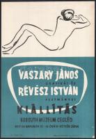 cca 1960 A ceglédi Kossuth Múzeumban megrendezett művészeti kiállítás plakátja, Vaszary János grafikáiból, Révész István festményeiből, jó állapotban, 39×27 cm