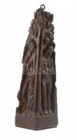 Fafaragás női alakokkal, faragott keményfa fali dísz, akasztóval, kis sérüléssel, m: 18 cm