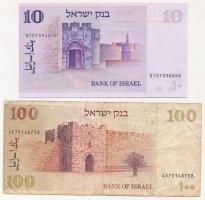 Izrael 1973. 10L + 1979. 100Sh T:I,III Israel 1973. 10 Lirot + 1979. 100 Sheqalim C:UNC,F Krause 39....