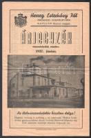 1937 Herceg Esterházy Pál kapuvári húsárugyár kihajtható árjegyzéke, jó állapotban, 6p