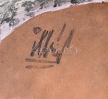 Iparművészeti Vállalatos Illés csíkos kerámia kínáló, jelzett, hibátlan 16x16 cm