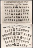 1949-1957 4 db tablófotó, Bp. IX. ker. Tanítóképző, közte feliratozott, 24x18 cm