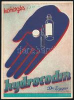 1935 Dr. Egger Hydrocodin köhögés elleni gyógyszerek reklámlapja, hátoldalt leírással, postán elküldve, szép állapotban, 17×12,5 cm