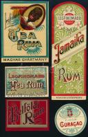 1910-1930 9 db magyar gyártmányú rövidital, szép állapotú dekoratív címkéje