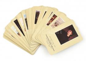 Művészettörténeti kártyajáték lapjai, híres magyar festők képeivel, 40 db kártya, kopásnyomokkal