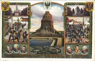 1913 Völkerschlacht-Denkmal in Leipzig / German military art postcard, military monument. Art Nouveau, coat of arms (EK)