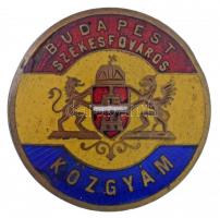 ~1930. Budapest Székesfőváros - KÖZGYÁM zománcozott fém gomblyukjelvény (28,5mm) T:2 apró zománchiba