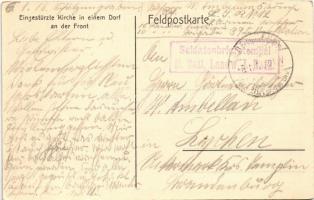 1916 Eingestürzte Kirche in einem Dorf an der Front / WWI German military, collapsed church, ruins +...