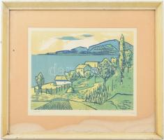 Ismeretlen művész: Balaton.
Linómetszet, papír, 24x33cm,