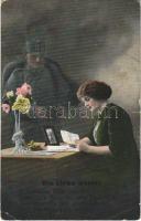 1915 Die Liebe wacht! / WWI Austro-Hungarian K.u.K. military, romantic couple. L&P 5636. (EB)