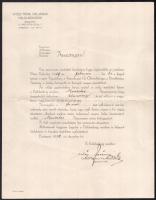 1928 Az 1929 februárjában tartandó vitézi bál háziasszonyi tisztére való felkérés vitéz Latzin Rajmundné altábornagy asszony részér vitéz Derényi Emil ezredes, Budapest Székesfőváros Székkapitánya saját kezű aláírásával, hajtva, jó állapotban