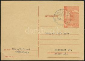 1966 Déry Tibor (1894-1977) író levelezőlapja pénzelőleg kérése ügyében sajt kezű aláírásával