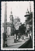 1941 Budapest, Krisztina tér villamossal, fotó, 8,5×6 cm