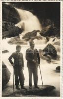 1934 Tátra, Magas-Tátra, Vysoké Tatry; vízesés, kirándulók, turisták / waterfall, hikers, tourists. Schuebert (Hrebienok) photo