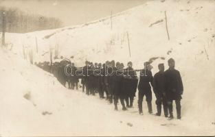 Soldiers in the shooting trench military WWI