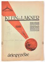 cca 1930 Klein és Lakner Háztartási faáruk gyártása, kefe- és bádogáruk képes árjegyzéke tartalomjegyzékkel 16p.