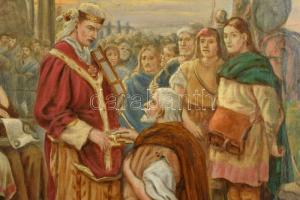 Gehrts, Carl (1853 - 1898) után Welber Samo: Megtérés. (Nagy Károly kora)
Olaj, vászon. 60x83cm, de...