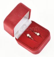 Arany 14 K (Au) button fülbevaló gyémántokkal 0,26 ct bruttó 1,65g Jelzett, díszdobozban