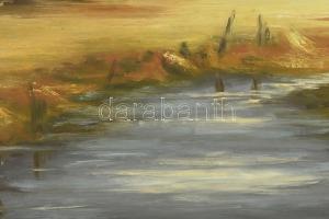 Zámbori Gábor: Vihar előtt, olaj, farost, jelzett, fakeretben, 46x73cm