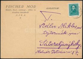 1936 Fischer Mór fűszer-, liszt-, csemege-, rőfös és rövidáru kereskedő fejléces levelezőlapja