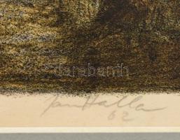 Jan Halla?: Tájkép.
Litográfia, papír. 23x42cm. jelzett