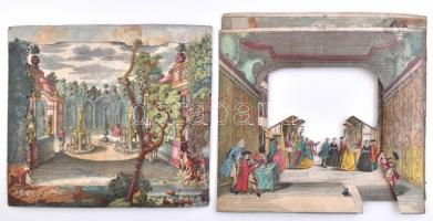 XIX. sz. eleje. Háromdimenziós gyermekszínház. Kézzel színezett rézmetszetű képek melyekből 3-4 dara...