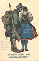 1917 Ne sírjatok magyar lányok, visszajövünk még hozzátok, valaha, valaha vagy soha. Rokkantalap Cs. és kir. 19. gyalogezred javára. Rigler r.-t. / WWI Austro-Hungarian K.u.K. military art postcard. K.u.K. Inf. Reg. 19. Invalidenfond s: Biczó + K.u.K. Inft. Rgt. Nr. 19. (EK)