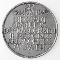 Németország / Weimar Köztársaság 1928. 1528 - 1928 DIE STADT NÜRNBERG DEM ANDENKEN IHRES GROSSEN SOHNES A. DÜRER permen jelzett Ag emlékérem Albrecht Dürer halálának 400. évfordulójára, L. CHR. LAUER - NÜRNBERG gyártói jelzéssel (88,68g/0.990/75mm) T:1- Germany / Weimar Republic 1928. 1528 - 1928 DIE STADT NÜRNBERG DEM ANDENKEN IHRES GROSSEN SOHNES A. DÜRER hallmarked Ag commemorative medallion with L. CHR. LAUER - NÜRNBERG makers mark (88,68g/0.990/75mm) C:AU