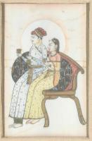 Csontra festett miniatúra. India, XIX. sz. 9,5x6 cm Keretben