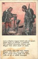 1915 Lent a völgyben magyar bakák mély sírt ásnak... / WWI Austro-Hungarian K.u.K. military art postcard, soldiers grave s: Weiss Antal (fl)