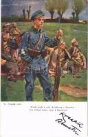 Ein Enkel jener vom 4. Regiment / WWI Austro-Hungarian K.u.K. military art postcard s: W. Kossak