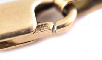 Arany (Au) 18 K karlánc, jelzett, sérült, pótolt kapoccsal, ami arany (Au)14 K, jelzett, h: 21cm, ne...