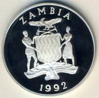 Zambia 1992. 100K Ag "Olimpia-boksz" T:PP Tanúsítvánnyal!