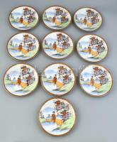 Kínai reggeliző szett (csésze, csészealj, kistányér), kannával, kiöntővel és cukortartóval, porcelán...