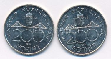 1994. 200Ft Ag "Deák" (2x) T:1,1- Adamo F13.1