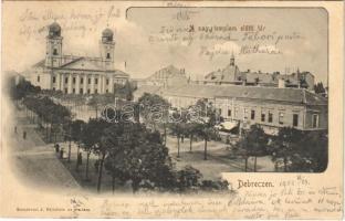 1902 Debrecen, Nagytemplom előtti tér. Komáromi J. felvétele és kiadása (fa)