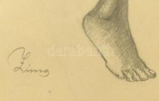 Zing jelzéssel: Akt. Ceruza, papír, jelzett, üvegezett keretben, 41×30 cm