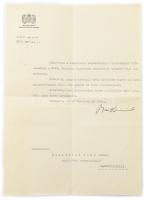 1942 Bánffy Dániel földművelésügyi miniszter által aláírt okmány